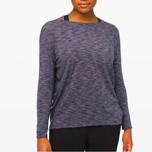Lululemon Back in Action Long Sleeve Space Dye Black/Dark Shadow, Size 8